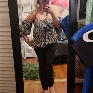 Free Generation Embroidered Off Shoulder Blouse